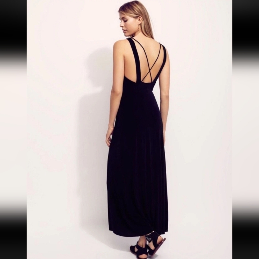 Free People Black Hypnotized Knit Strappy Cutout Maxi Dress Size: XS - Picture 2 of 9